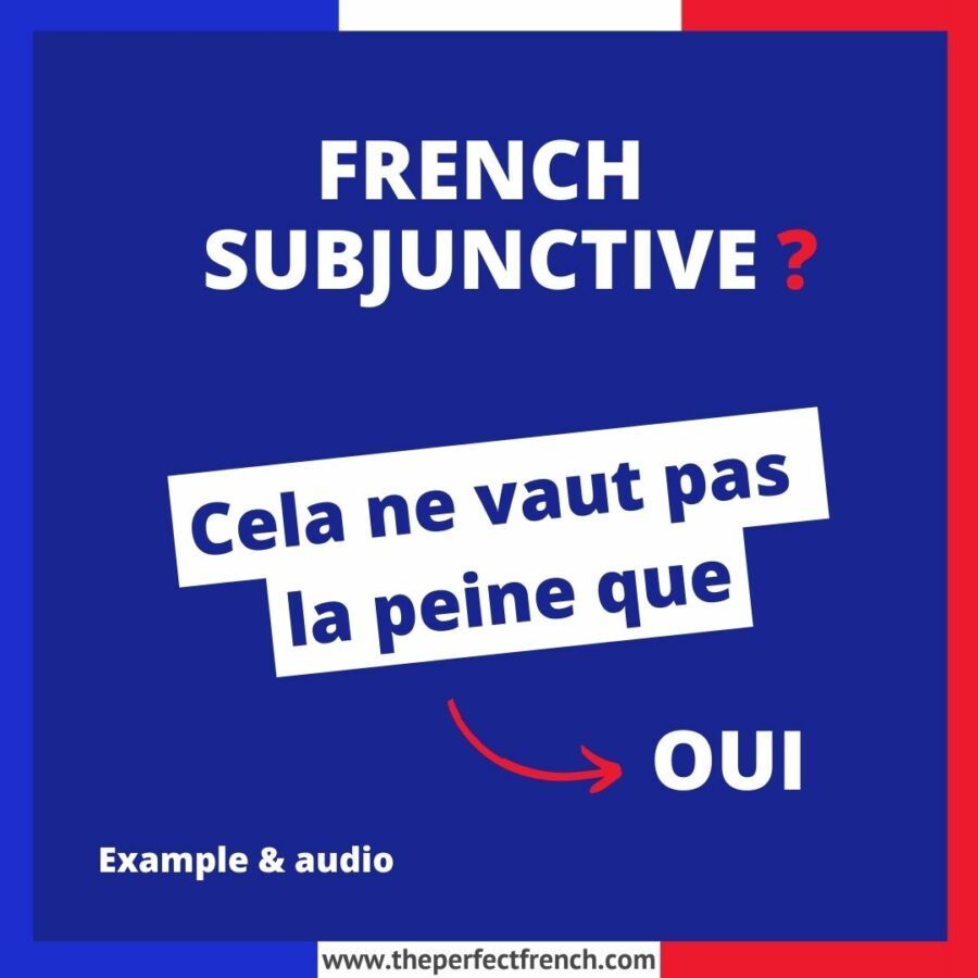 Cela ne vaut pas la peine que French Subjunctive