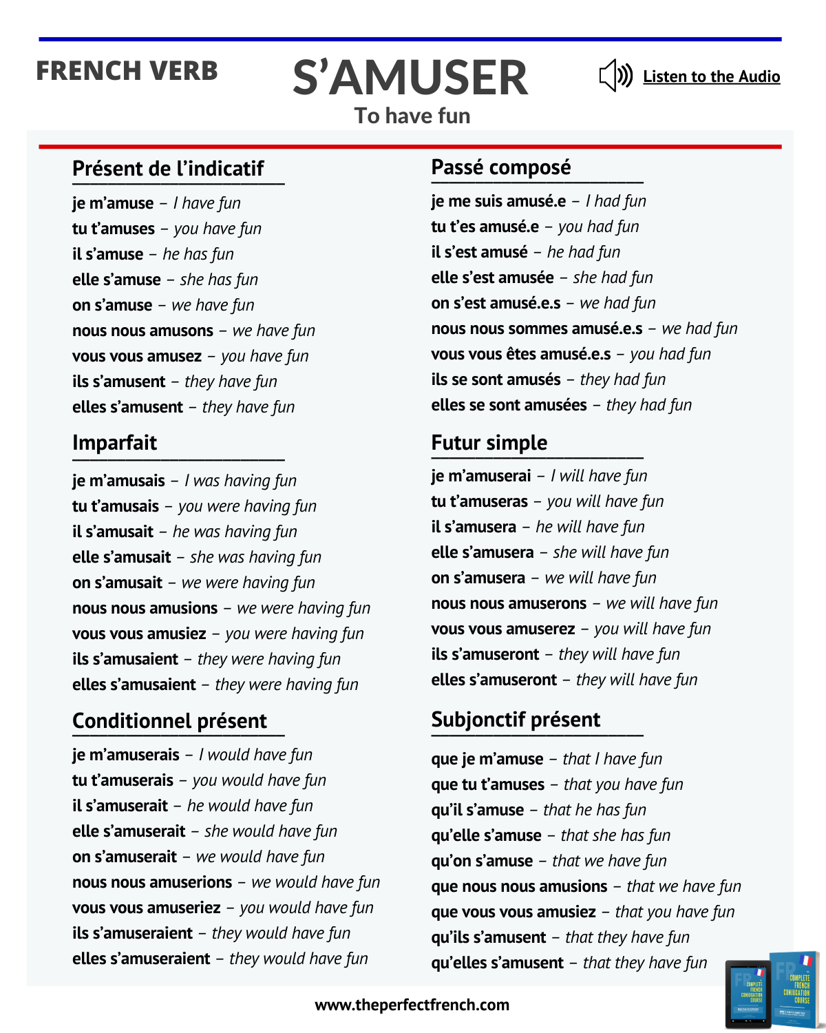 S'amuser - Conjugation of S'amuser - To Have Fun - French Online ...